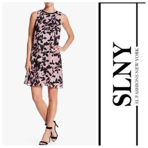 14W 18W SLNY Trapeze Dress Pink Floral Chiffon
